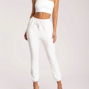 white MESHKI sylvia loopback joggers